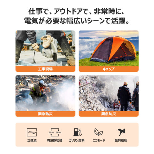 GARVEE 発電機 インバーター 最大出力3500W ガソリン発電機 ポータブル電源 エンジン 電源 正弦波 業務用 停電 車中泊 キャンプ 防災 - 画像 (8)