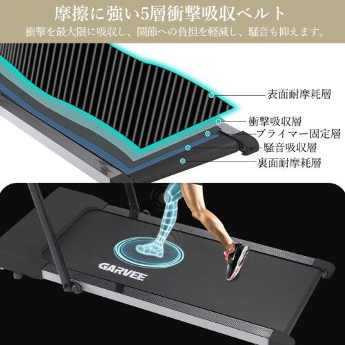 GARVEE ランニングマシン ルームランナー MAX12km/h 電動 家庭用 コンパクト トレッドミル スマホホルダー - 画像 (11)