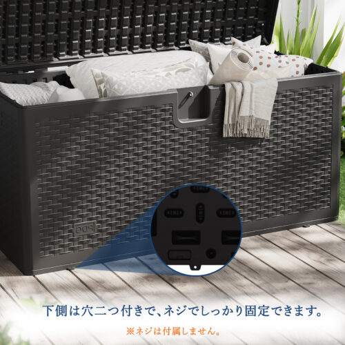 物置 屋外 収納庫 大容量 収納ボックス 375L/454L 蓋付き ベランダストッカー 大型 ベンチストッカー 収納ベンチ 屋外収納庫 - 画像 (5)