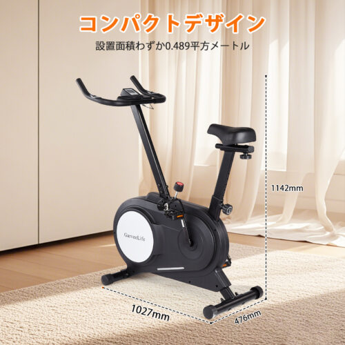 フィットネスバイク エアロバイク 家庭用 静音 スピンバイク エクササイズバイク 室内自転車トレーニング マグネット式 ダイエット健康器具 アプリ連動 データモニタリング 無段階調整 ブラック - 画像 (7)