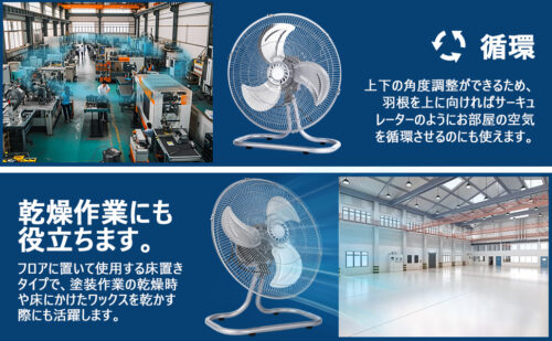 GARVEE フロア工場扇 41cm シルバー 首振り工業用扇風機 大型 - 画像 (6)