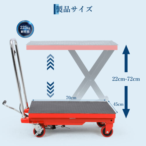 GARVEE 油圧式昇降台車 耐荷重150kg 225kg リフトアップ 28cm-72cm 油圧リフトテーブル 昇降台車 ゴムシート付 - 画像 (8)