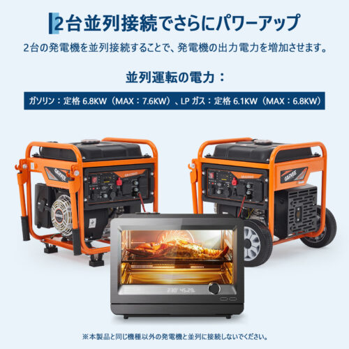 インバーター発電機 LPガス／ガソリン両用発電機 3way 最大出力4200W リモコン／キャスター付 家庭用発電機 GR4200iO - 画像 (12)