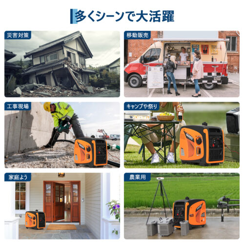 インバーター発電機 LPガス／ガソリン両用発電機 3way 最大出力4200W リモコン／キャスター付 家庭用発電機 GR3800iE - 画像 (8)