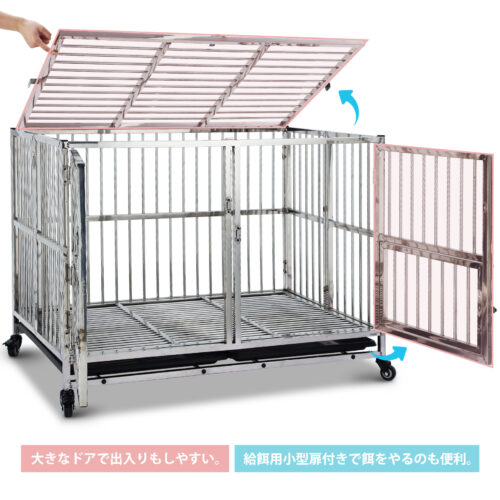 犬ゲージ 中型犬 屋根付き 大きめ 犬ゲージ 大型犬 折りたたみ 頑丈 スチール製 ペットサークル ペットケージ - 画像 (13)