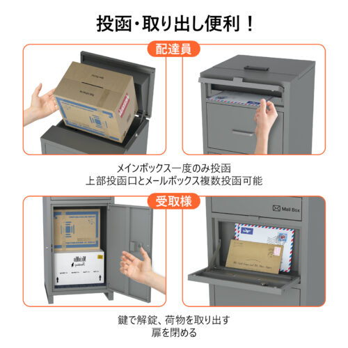 GARVEE 宅配ボックス ポスト 一体型 置き配 複数投函可能 置き型ポスト 大容量 郵便ポス 置き配ボックス 配達ボックス メールボックス 簡単設置 - 画像 (8)