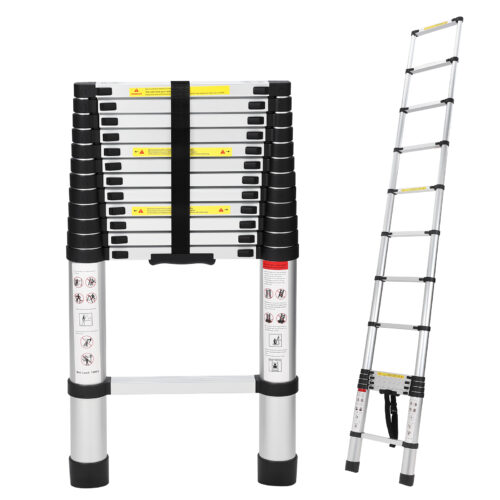 伸縮はしご 2.6m 3.2m 3.8m 5m 6.2m はしご 梯子 耐荷重150kg  アルミ  スライド式 折り畳み 安全ロック