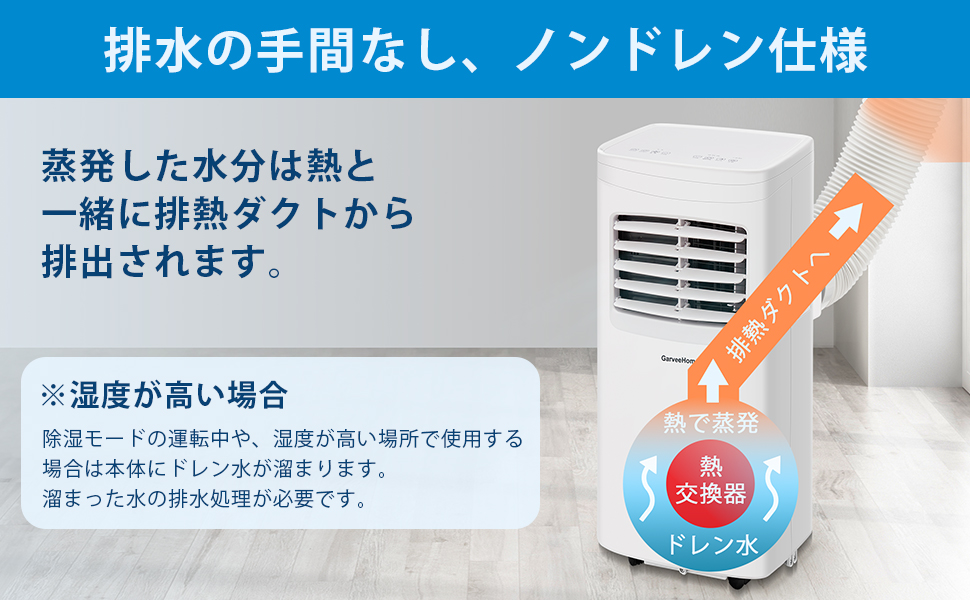 スポットクーラー 移動式 エアコン 工事不要 ポータブルクーラー スポットエアコン 冷風 除湿 送風 ノンドレン ポータブルエアコン 7-10畳 2.2KW リモコン付き 日本語取扱書付き - 画像 (7)