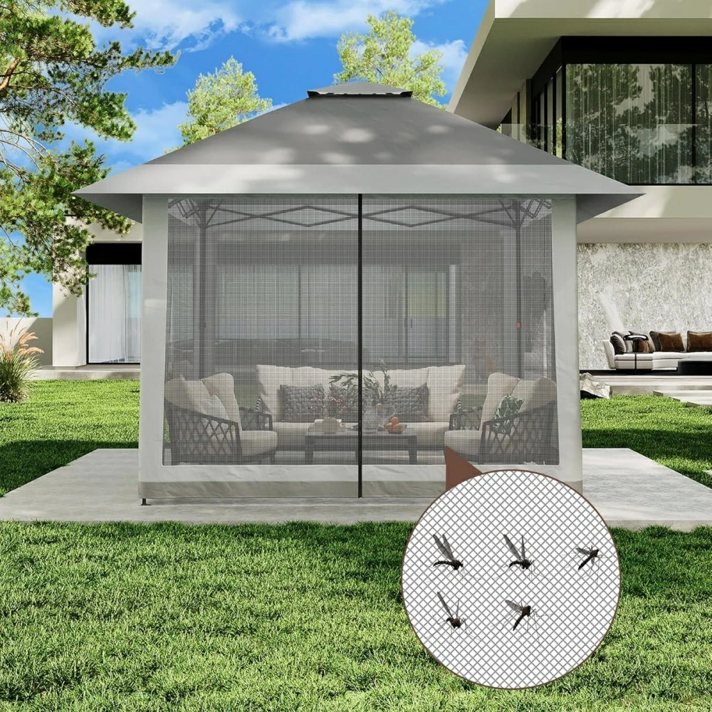 ワンタッチタープテント 4mx4m 蚊帳テント UVカット 遮熱 防風防水 3段階調節 組立簡単 虫除け - 画像 (3)