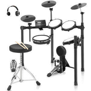 電子ドラム セット 折りたたみ 5ドラム 3シンバル 椅子 ヘッドフォン スティック付き 初心者 入門