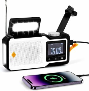 多機能防災ラジオ 自動選局 5000mAh LEDライト ソーラーラジオ AM/FM ラジオライト