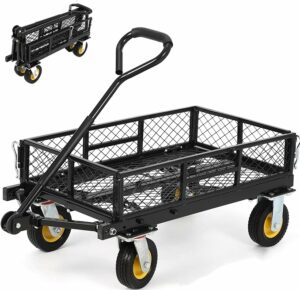 ガーデンカート カゴ台車 メッシュカート 耐荷重150kg/650kg 空気圧タイヤ アウトドアカート