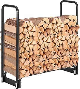 薪ラック ログラック 1m/2m 薪棚 屋外 薪置き 防水カバー付き 組立簡単 頑丈 ブラック