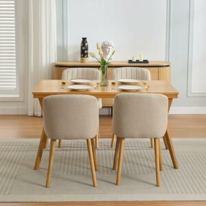 ダイニングチェア おしゃれ 椅子 2脚セット リビングチェア シンプル 疲れにくい クッション座面 食卓椅子 コンパクト 木脚 組立簡単 カジュアル 亜麻生地