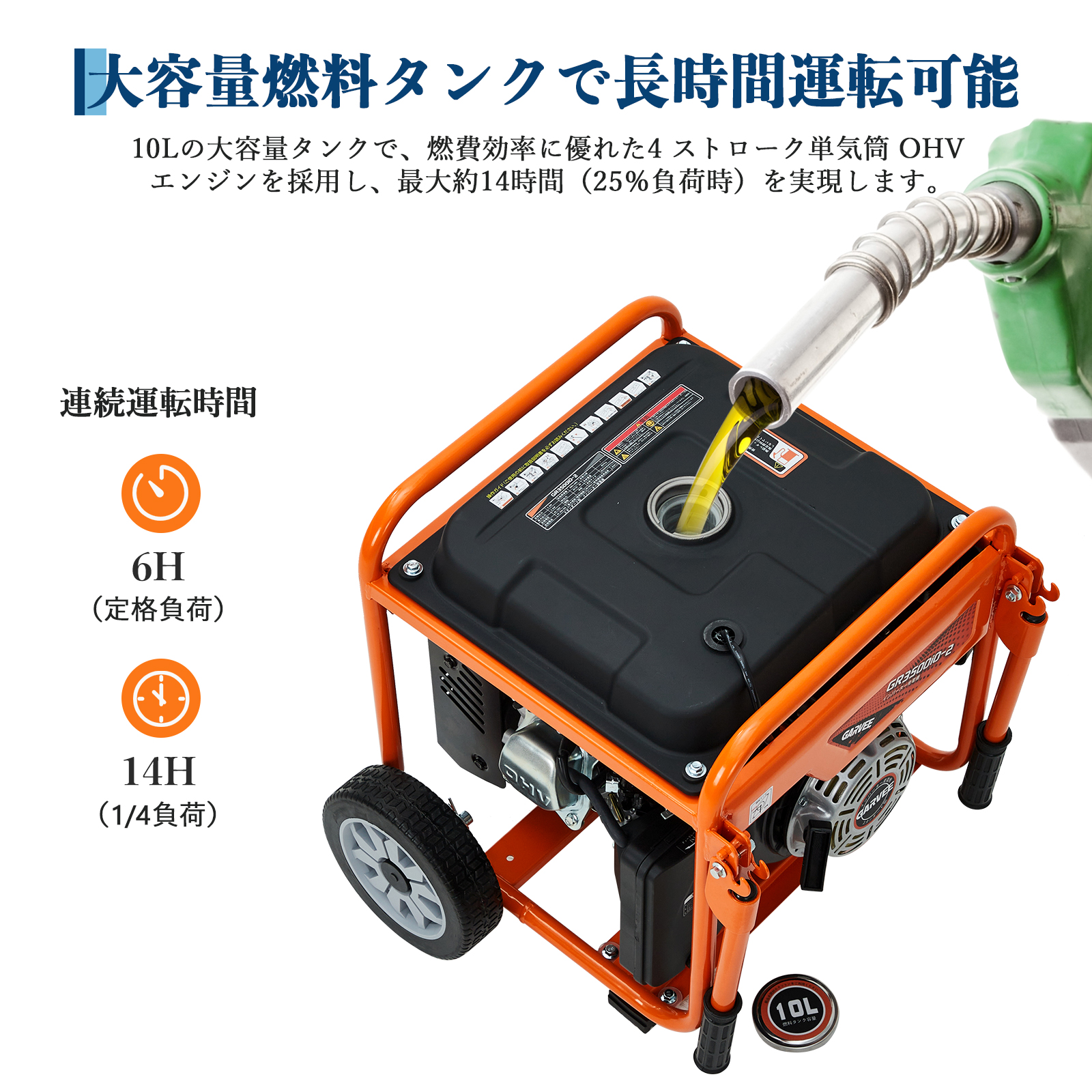 GARVEE インバーター 発電機 3.2KW オープン スタンダード発電機 GR3500iO-2 - 画像 (6)