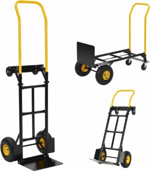 ハンドトラック 折りたたみ式 コンバーチブル台車 2WAY 2輪/4輪切替式 耐荷重360kg ドリーカート プッシュカート 多用途 引っ越し/倉庫/庭/食料品用