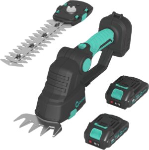 GARVEE 芝生バリカン ヘッジトリマー 充電式 コードレス 1台2役 芝刈り機 バッテリー2個付
