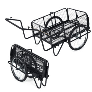 GARVEE リヤカー 折りたたみ 二輪車 スチール製 収穫台車 耐荷重150kg