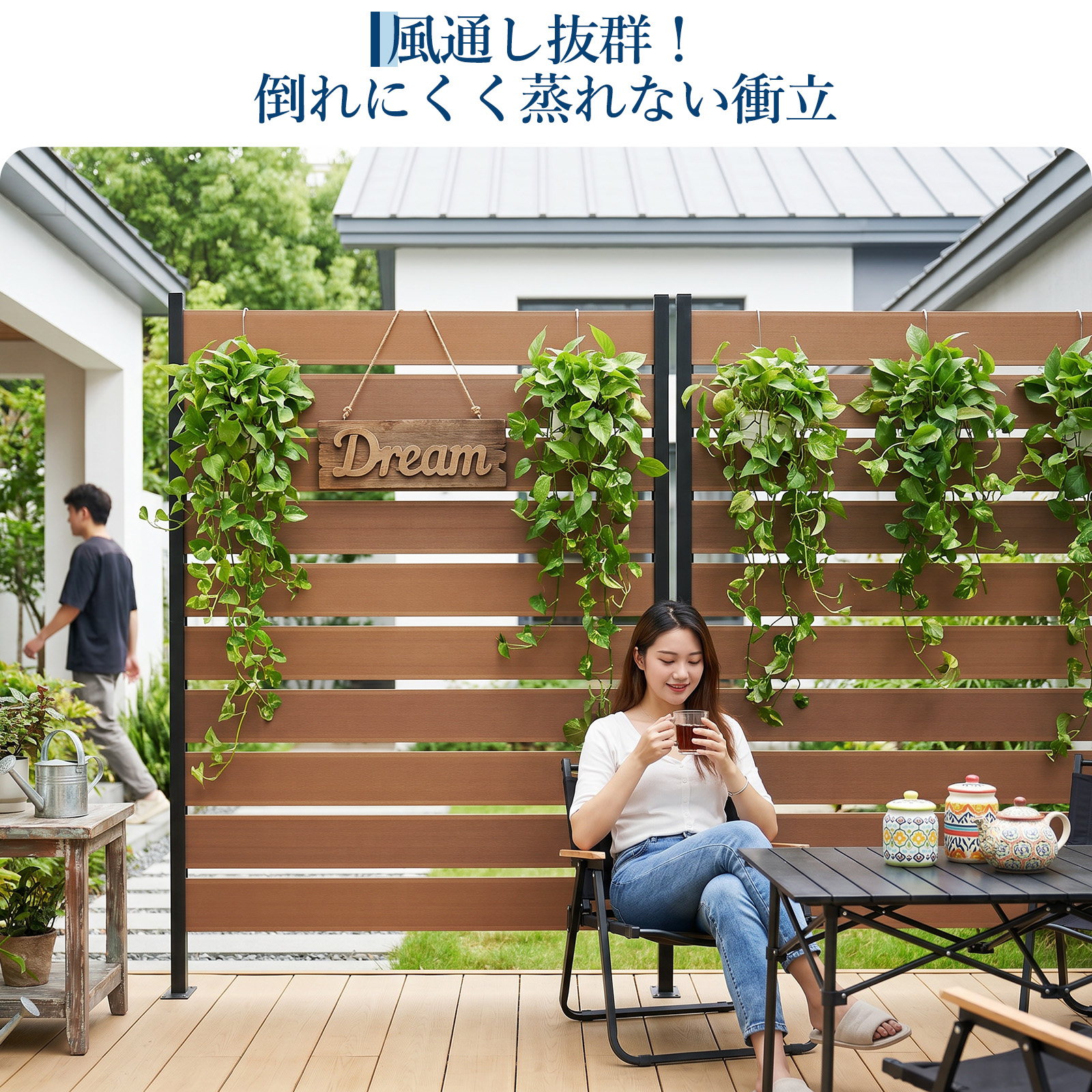 GARVEE 目隠しフェンス 人工木 アルミ支柱 ルーバー フェンス 庭 DIY おしゃれ ガーデン - 画像 (4)