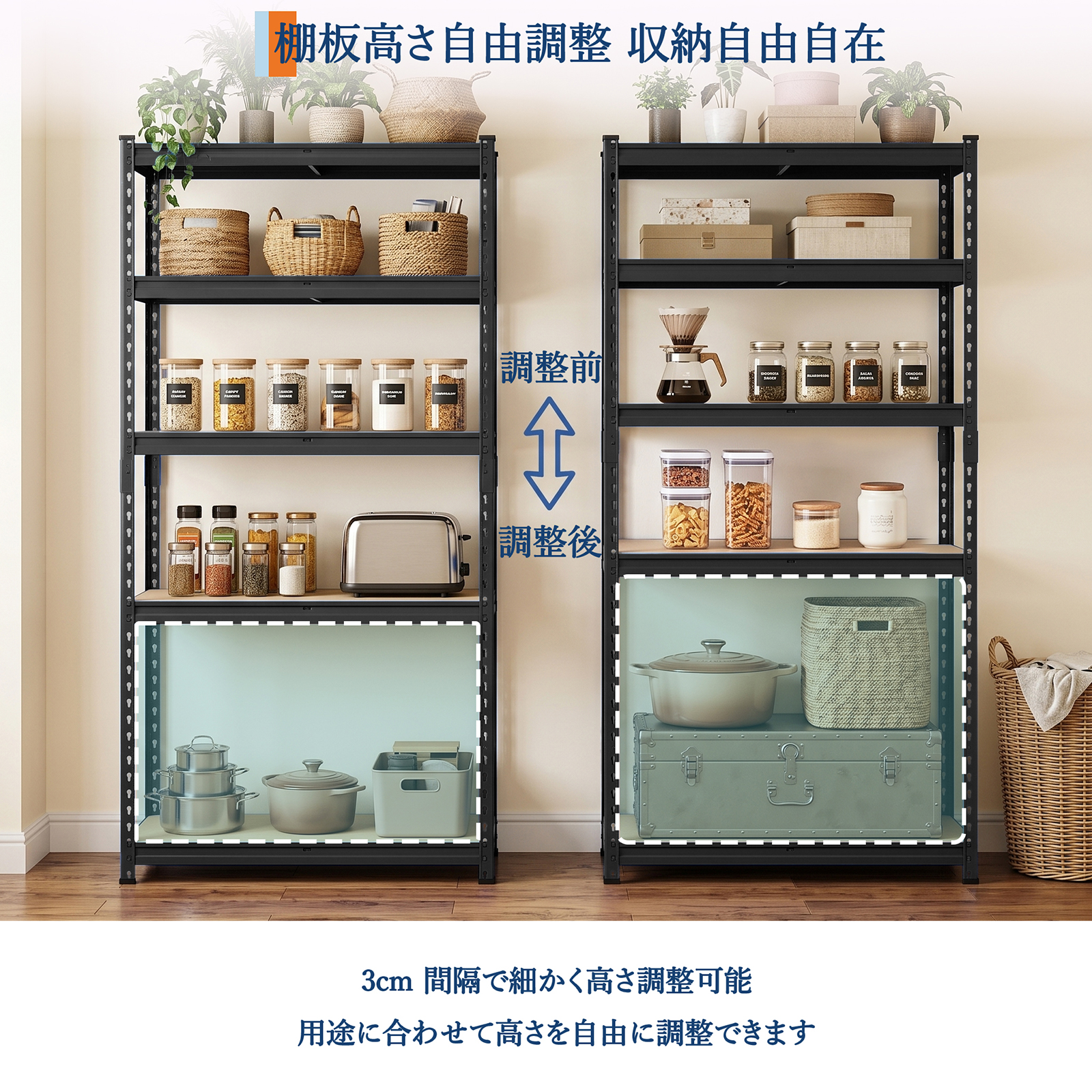 GARVEE スチールラック メタルラック 5段 総耐荷重1250kg スチール棚 オープンラック 中量ラック 業務用 家庭用 ボルトレス シェルフ - 画像 (12)