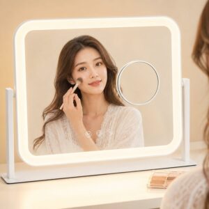 GARVEE 女優ミラー ライト付き ハリウッドミラー 卓上 360°回転式 おしゃれ 卓上鏡 鏡 化粧鏡 10倍拡大 USBポート 壁掛け/卓上両用