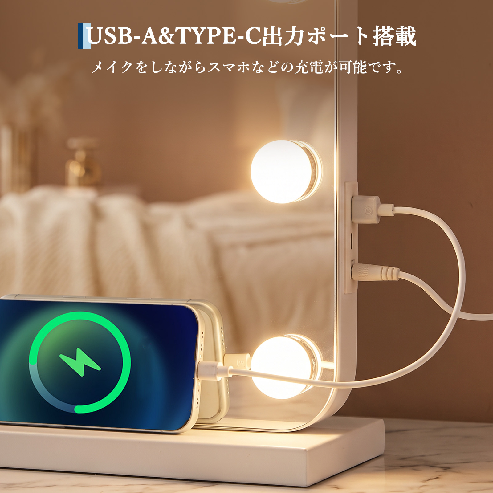 GARVEE 鏡 女優ミラー ライト付き 50*42cm 58*48cm 61*51cm 80*62cm led ハリウッドミラー おしゃれ ミラー 卓上鏡 鏡 卓上 化粧鏡 - 画像 (6)