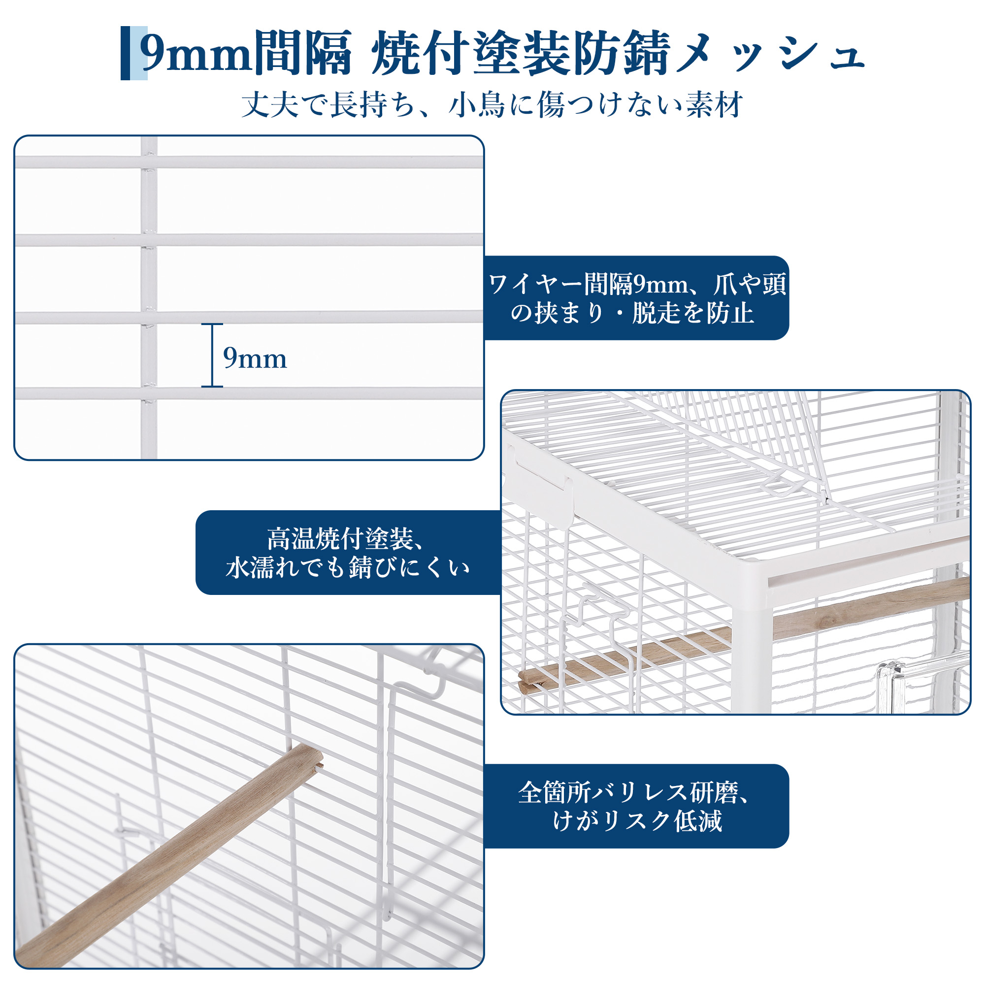 GARVEE 鳥かご 鳥籠 バードケージ 2羽 二層 2段式 多頭飼い 大型 鳥ケージ 小型 鳥小屋 キャスター付き - 画像 (6)